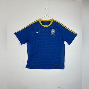 Nike Brazil Football Jersey Large Blue 2010-2011 Away Brazil Soccer Distressed